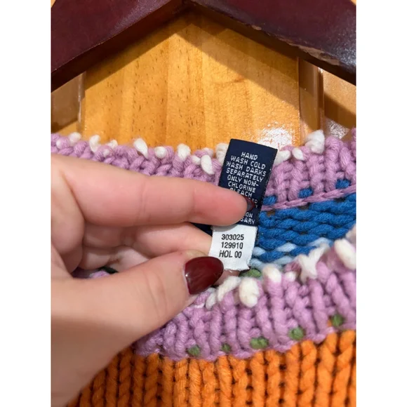 Vintage GAP 2000 Holiday Rainbow Stripe Wool Blend Crewneck Sweater XL - Picture 3 of 7